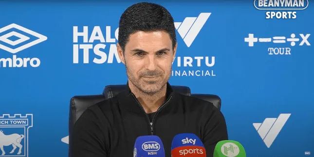 Mikel Arteta was in a good mood after Arsenal beat Ipswich
